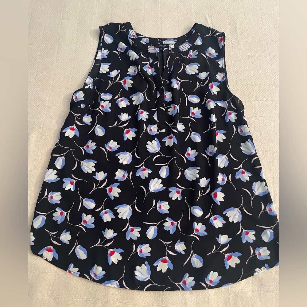 Talbots Black Floral Blouse